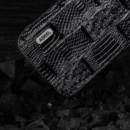 ABEEL Genuine Leather Mahjong Pattern Black Edge Phone Case, For iPhone 15 Pro Max, For iPhone 15 Pro, For iPhone 15 Plus, For iPhone 15
