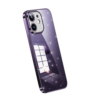 SULADA Electroplated Transparent Glittery TPU Phone Case, For iPhone 12 Pro Max, For iPhone 11
