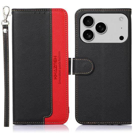 KHAZNEH Litchi Texture Leather RFID Phone Case, For iPhone 18 Pro / 17 Pro, For iPhone 18 Pro Max / 17 Pro Max, For iPhone 16e / 17e, For iPhone 17, For iPhone Air, For iPhone 16 Pro Max, For iPhone 16 Pro, For iPhone 16 Plus, For iPhone 16