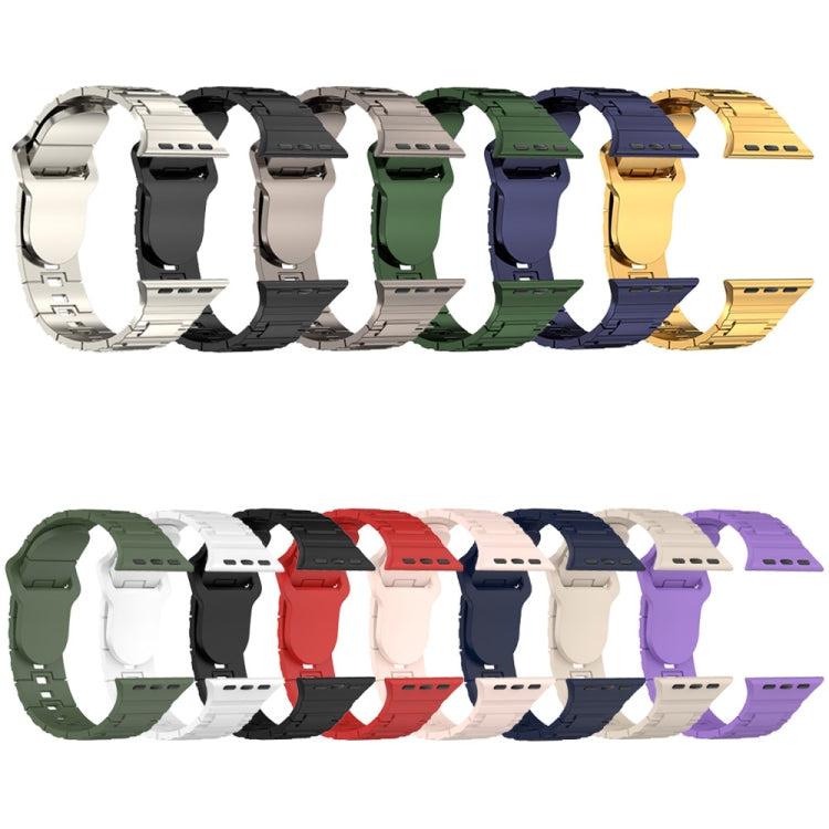 Square Buckle Armor Style Silicone Watch Band, For Apple Watch 9 45mm, For Apple Watch 9 41mm