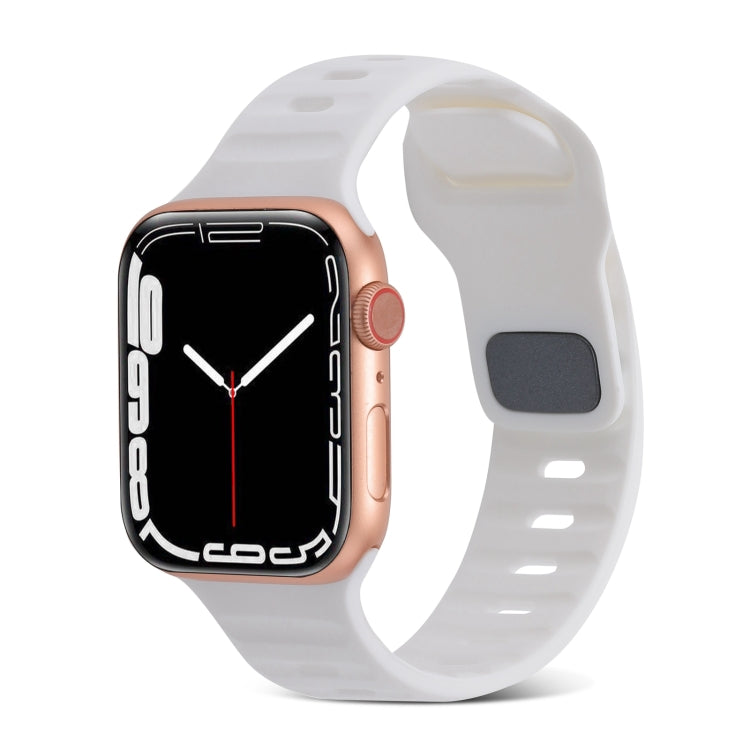 Square Buckle Stripes Silicone Watch Band, For Apple Watch Series 7 41mm, For Apple Watch Series 7 45mm