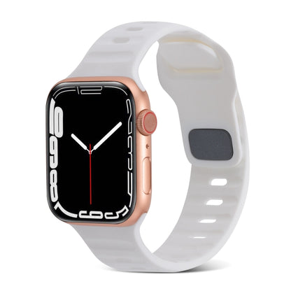 Square Buckle Stripes Silicone Watch Band, For Apple Watch Series 7 41mm, For Apple Watch Series 7 45mm