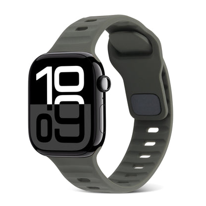 Square Buckle Stripes Silicone Watch Band, For Apple Watch Series 10 46mm, For Apple Watch Series 10 42mm