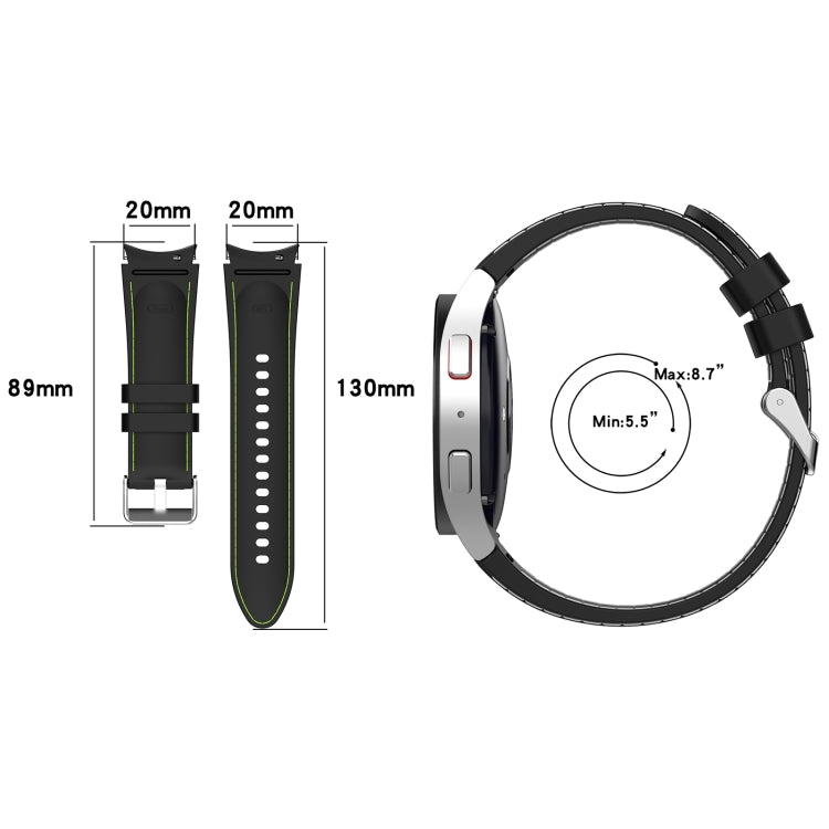 Leather Silicone Watch Band, For Samsung Galaxy Watch 6 / 6 Classic