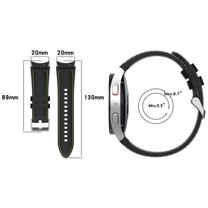 Leather Silicone Watch Band, For Samsung Galaxy Watch 6 / 6 Classic