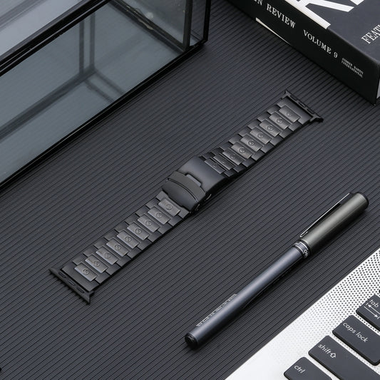 Safety Buckle Titanium Steel Watch Band, For Apple Watch Ultra 49mm, For Apple Watch SE 2023 44mm, For Apple Watch SE 2023 40mm, For Apple Watch Ultra 2 49mm, For Apple Watch Series 9 45mm, For Apple Watch SE 2022 40mm, For Apple Watch SE 2022 44mm    ...