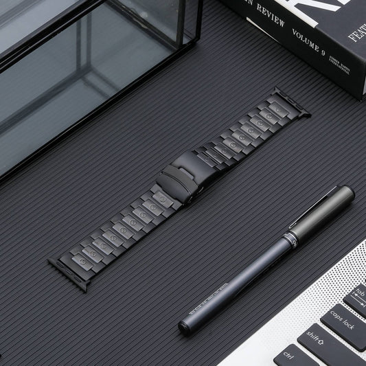 Safety Buckle Titanium Steel Watch Band, For Apple Watch Series 5 44mm, For Apple Watch Series 5 40mm, For Apple Watch Series 4 44mm, For Apple Watch 42mm, For Apple Watch Series 4 40mm, For Apple Watch 38mm, For Apple Watch Series 3 38mm              ...
