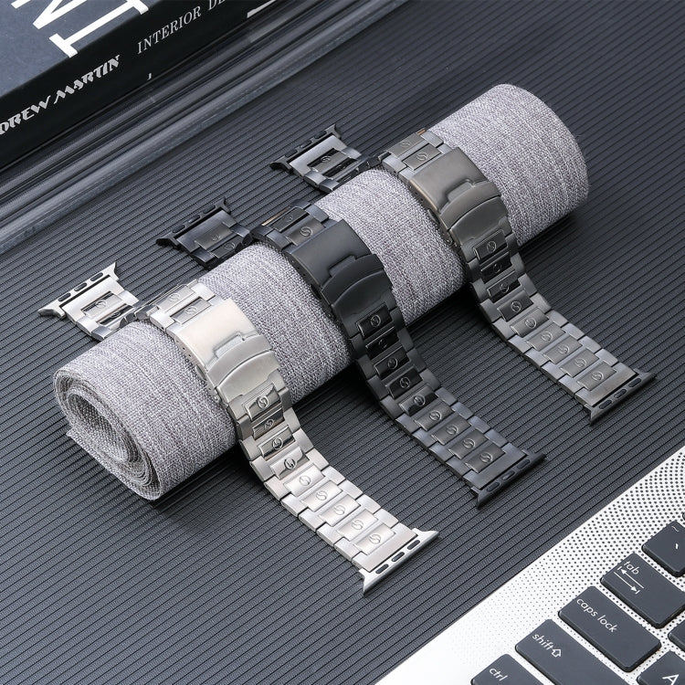 Safety Buckle Titanium Steel Watch Band, For Apple Watch Series 5 44mm, For Apple Watch Series 5 40mm, For Apple Watch Series 4 44mm, For Apple Watch 42mm, For Apple Watch Series 4 40mm, For Apple Watch 38mm, For Apple Watch Series 3 38mm              ...