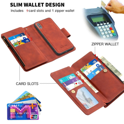 Skin Feel Detachable Magnetic Zipper Horizontal Flip PU Leather Case with Multi-Card Slots & Holder & Wallet & Photo Frame & Lanyard, For iPhone SE 2022 / SE 2020 / 8 / 7, For iPhone XS / X, For iPhone 6 Plus, For iPhone 6, For iPhone 11 Pro Max       ...