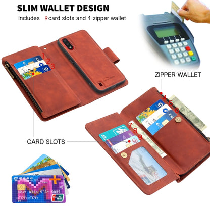 Skin Feel Detachable Magnetic Zipper Horizontal Flip PU Leather Case with Multi-Card Slots & Holder & Wallet & Photo Frame & Lanyard, For Samsung Galaxy A01, For Samsung Galaxy A10 / M10, For Samsung Galaxy A20 / A30, For Samsung Galaxy A21            ...
