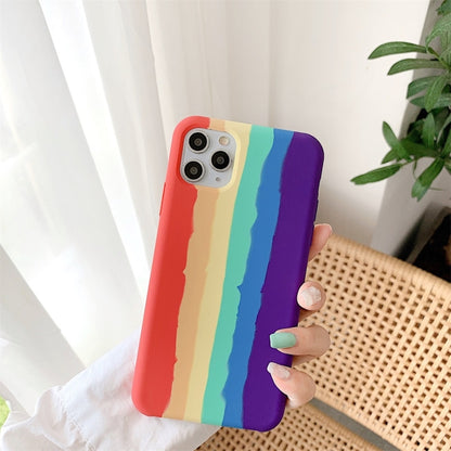 Rainbow Liquid Silicone Shockproof Coverage Protective Case, For iPhone 11, For iPhone 11 Pro, For iPhone 11 Pro Max