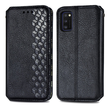 Cubic Grid Pressed Horizontal Flip Magnetic Leather Case with Holder & Card Slots & Wallet, For Samsung Galaxy A20(Japanese Version), For Samsung Galaxy A30(Japanese Version), For Samsung Galaxy A30, For Samsung Galaxy A41                              ...