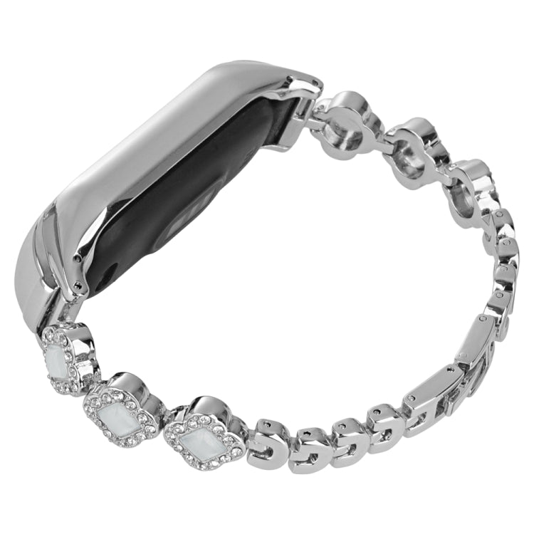 Four-leaf Clover Diamond Metal Watch Band, For Xiaomi Mi Band 8, For Xiaomi Mi Band 7, For Xiaomi Mi Band 6 / 5