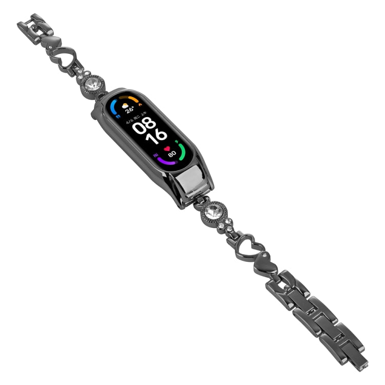 Heart-to-heart Diamond Metal Watch Band, For Xiaomi Mi Band 8, For Xiaomi Mi Band 7, For Xiaomi Mi Band 6 / 5
