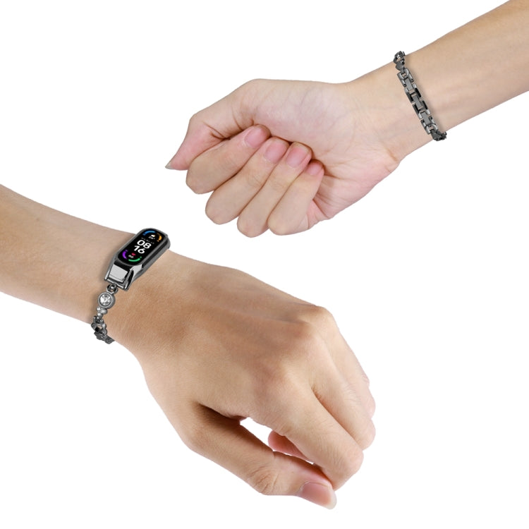 Heart-to-heart Diamond Metal Watch Band, For Xiaomi Mi Band 8, For Xiaomi Mi Band 7, For Xiaomi Mi Band 6 / 5