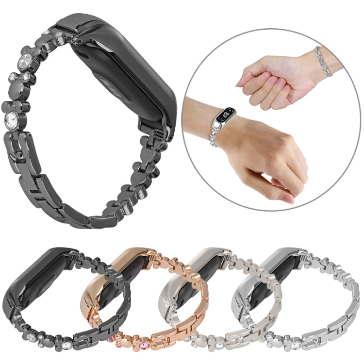 Cute Bear Diamond Metal Watch Band, For Xiaomi Mi Band 8, For Xiaomi Mi Band 7, For Xiaomi Mi Band 6 / 5