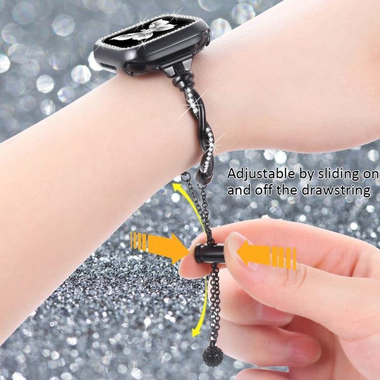 Twist Bracelet Diamond Metal Watch Band, For Apple Watch SE 2023 44mm, For Apple Watch SE 2023 40mm, For Apple Watch Ultra 2 49mm, For Apple Watch Series 9 45mm, For Apple Watch Series 9 41mm, For Apple Watch Ultra 49mm, For Apple Watch Series 8 41mm  ...