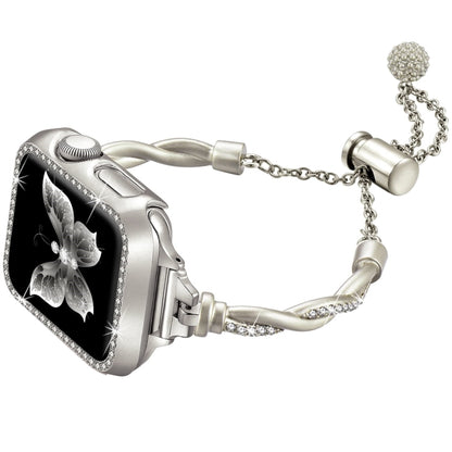 Twist Bracelet Diamond Metal Watch Band, For Apple Watch SE 2023 44mm, For Apple Watch SE 2023 40mm, For Apple Watch Ultra 2 49mm, For Apple Watch Series 9 45mm, For Apple Watch Series 9 41mm, For Apple Watch Ultra 49mm, For Apple Watch Series 8 41mm  ...