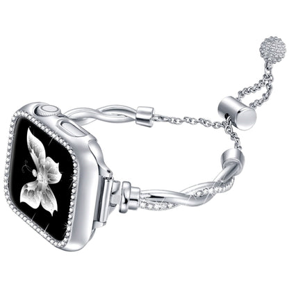 Twist Bracelet Diamond Metal Watch Band, For Apple Watch SE 2023 44mm, For Apple Watch SE 2023 40mm, For Apple Watch Ultra 2 49mm, For Apple Watch Series 9 45mm, For Apple Watch Series 9 41mm, For Apple Watch Ultra 49mm, For Apple Watch Series 8 41mm  ...