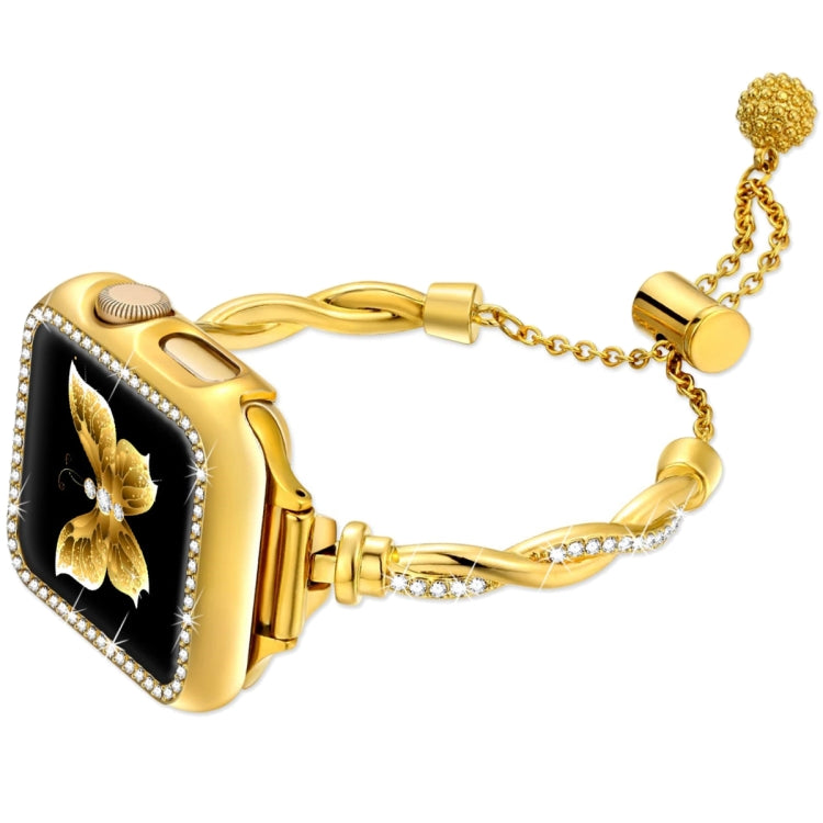 Twist Bracelet Diamond Metal Watch Band, For Apple Watch SE 2022 44mm, For Apple Watch Series 7 41mm, For Apple Watch Series 7 45mm, For Apple Watch SE 40mm, For Apple Watch SE 44mm, For Apple Watch 6 40mm, For Apple Watch Series 6 44mm                ...