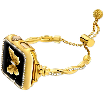 Twist Bracelet Diamond Metal Watch Band, For Apple Watch SE 2022 44mm, For Apple Watch Series 7 41mm, For Apple Watch Series 7 45mm, For Apple Watch SE 40mm, For Apple Watch SE 44mm, For Apple Watch 6 40mm, For Apple Watch Series 6 44mm                ...
