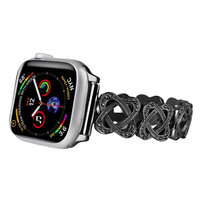 Hearts Crossed Diamond Metal Watch Band, For Apple Watch SE 2023 44mm, For Apple Watch SE 2023 40mm, For Apple Watch Ultra 2 49mm, For Apple Watch Series 9 45mm, For Apple Watch Series 9 41mm, For Apple Watch Ultra 49mm, For Apple Watch Series 8 41mm  ...