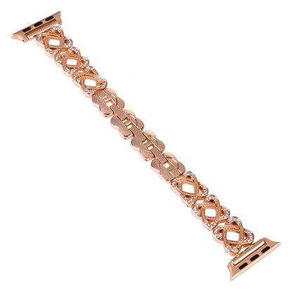 Hearts Crossed Diamond Metal Watch Band, For Apple Watch SE 2023 44mm, For Apple Watch SE 2023 40mm, For Apple Watch Ultra 2 49mm, For Apple Watch Series 9 45mm, For Apple Watch Series 9 41mm, For Apple Watch Ultra 49mm, For Apple Watch Series 8 41mm  ...