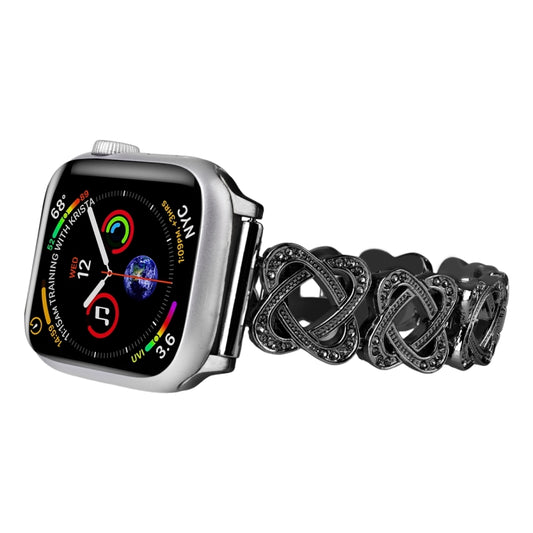 Hearts Crossed Diamond Metal Watch Band, For Apple Watch SE 2022 44mm, For Apple Watch Series 7 41mm, For Apple Watch Series 7 45mm, For Apple Watch SE 40mm, For Apple Watch SE 44mm, For Apple Watch 6 40mm, For Apple Watch Series 6 44mm                ...