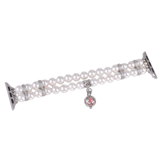Beaded Dual Row Pearl Bracelet Watch Band, For Apple Watch SE 2023 44mm, For Apple Watch SE 2023 40mm, For Apple Watch Ultra 2 49mm, For Apple Watch Series 9 45mm, For Apple Watch Series 9 41mm, For Apple Watch Ultra 49mm, For Apple Watch Series 8 41mm...