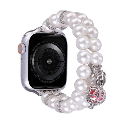 Beaded Dual Row Pearl Bracelet Watch Band, For Apple Watch SE 2023 44mm, For Apple Watch SE 2023 40mm, For Apple Watch Ultra 2 49mm, For Apple Watch Series 9 45mm, For Apple Watch Series 9 41mm, For Apple Watch Ultra 49mm, For Apple Watch Series 8 41mm...
