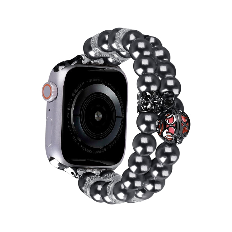 Beaded Dual Row Pearl Bracelet Watch Band, For Apple Watch Series 5 44mm, For Apple Watch Series 5 40mm, For Apple Watch Series 4 44mm, For Apple Watch Series 4 40mm, For Apple Watch Series 3 38mm, For Apple Watch Series 3 42mm                         ...