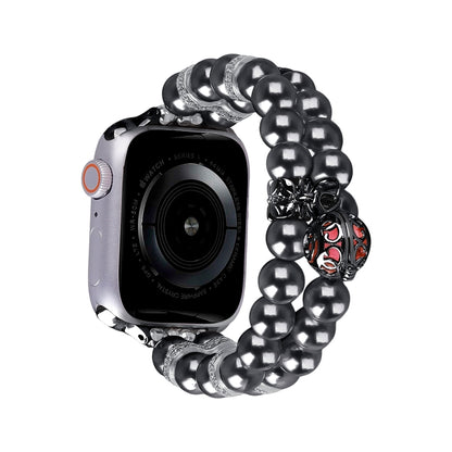 Beaded Dual Row Pearl Bracelet Watch Band, For Apple Watch Series 5 44mm, For Apple Watch Series 5 40mm, For Apple Watch Series 4 44mm, For Apple Watch Series 4 40mm, For Apple Watch Series 3 38mm, For Apple Watch Series 3 42mm                         ...