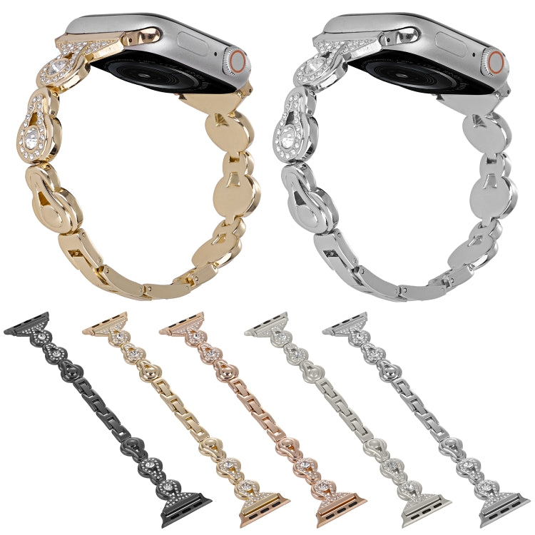 Gourd Diamond Metal Watch Band, For Apple Watch SE 2023 44mm, For Apple Watch SE 2023 40mm, For Apple Watch Ultra 2 49mm, For Apple Watch Series 9 45mm, For Apple Watch Series 9 41mm, For Apple Watch Ultra 49mm, For Apple Watch Series 8 41mm           ...