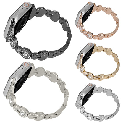 Gourd Diamond Metal Watch Band, For Apple Watch SE 2022 44mm, For Apple Watch Series 7 41mm, For Apple Watch Series 7 45mm, For Apple Watch SE 40mm, For Apple Watch SE 44mm, For Apple Watch 6 40mm, For Apple Watch Series 6 44mm                         ...