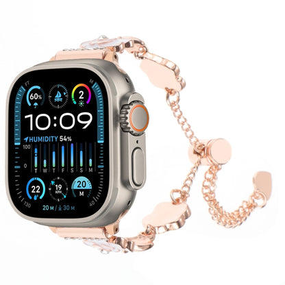 Camellia Metal Chain Bracelet Watch Band, For Apple Watch SE 2023 44mm, For Apple Watch SE 2023 40mm, For Apple Watch Ultra 2 49mm, For Apple Watch Series 9 45mm, For Apple Watch Series 9 41mm, For Apple Watch Ultra 49mm, For Apple Watch Series 8 41mm ...