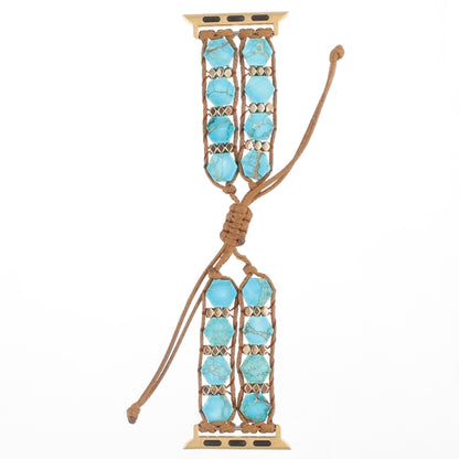 Hexagonal Stones Drawstring Chain Watch Band, For Apple Watch SE 2023 44mm, For Apple Watch SE 2023 40mm, For Apple Watch Ultra 2 49mm, For Apple Watch Series 9 45mm, For Apple Watch Series 9 41mm, For Apple Watch Ultra 49mm, For Apple Watch Series 8 4...