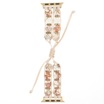 Hexagonal Stones Drawstring Chain Watch Band, For Apple Watch SE 2023 44mm, For Apple Watch SE 2023 40mm, For Apple Watch Ultra 2 49mm, For Apple Watch Series 9 45mm, For Apple Watch Series 9 41mm, For Apple Watch Ultra 49mm, For Apple Watch Series 8 4...