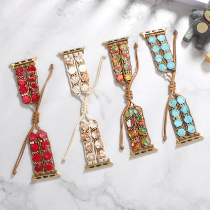 Hexagonal Stones Drawstring Chain Watch Band, For Apple Watch SE 2023 44mm, For Apple Watch SE 2023 40mm, For Apple Watch Ultra 2 49mm, For Apple Watch Series 9 45mm, For Apple Watch Series 9 41mm, For Apple Watch Ultra 49mm, For Apple Watch Series 8 4...