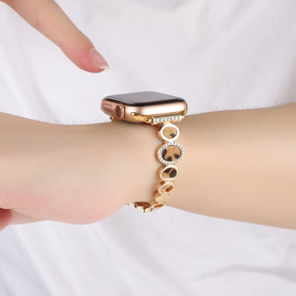 Leopard Rhinestones Metal Chain Watch Band, For Apple Watch 42mm, For Apple Watch 38mm