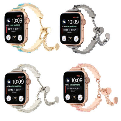 Shell Beads Chain Bracelet Metal Watch Band, For Apple Watch SE 40mm, For Apple Watch SE 44mm, For Apple Watch Series 6 40mm, For Apple Watch Series 6 44mm, For Apple Watch Series 5 44mm, For Apple Watch Series 5 40mm, For Apple Watch Series 4 44mm    ...