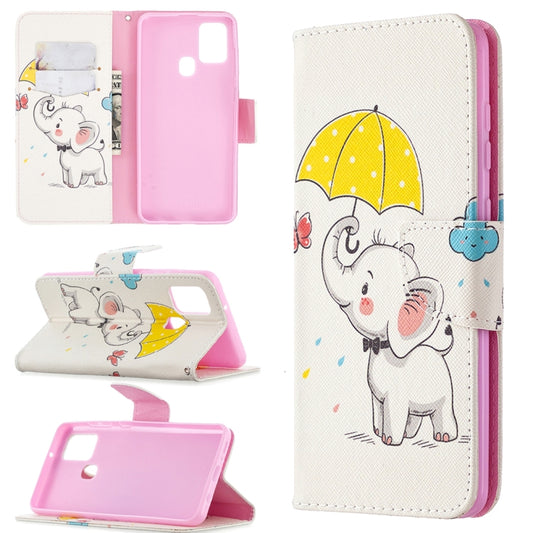 Colored Drawing Horizontal Flip Leather Case with Holder & Card Slots & Wallet, For Samsung Galaxy A21s