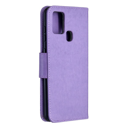 Embossing Two Butterflies Pattern Horizontal Flip PU Leather Case with Holder & Card Slot & Wallet & Lanyard, For Samsung Galaxy A21s
