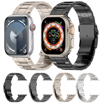 Safety Buckle Trapezoid Titanium Steel Watch Band, For Apple Watch SE 40mm, For Apple Watch SE 44mm, For Apple Watch Series 6 40mm, For Apple Watch Series 6 44mm, For Apple Watch Series 5 44mm, For Apple Watch Series 5 40mm, For Apple Watch Series 4 44...