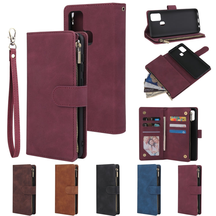 Multifunctional Horizontal Flip Leather Case, with Card Slot & Holder & Zipper Wallet & Photo Frame, For Samsung Galaxy A21s