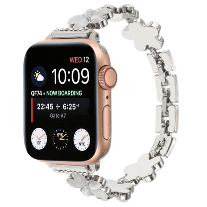 5-petaled Flower Zinc Alloy Chain Watch Band, For Apple Watch SE 2023 44mm, For Apple Watch SE 2023 40mm, For Apple Watch Ultra 2 49mm, For Apple Watch Series 9 45mm, For Apple Watch Series 9 41mm, For Apple Watch Ultra 49mm
