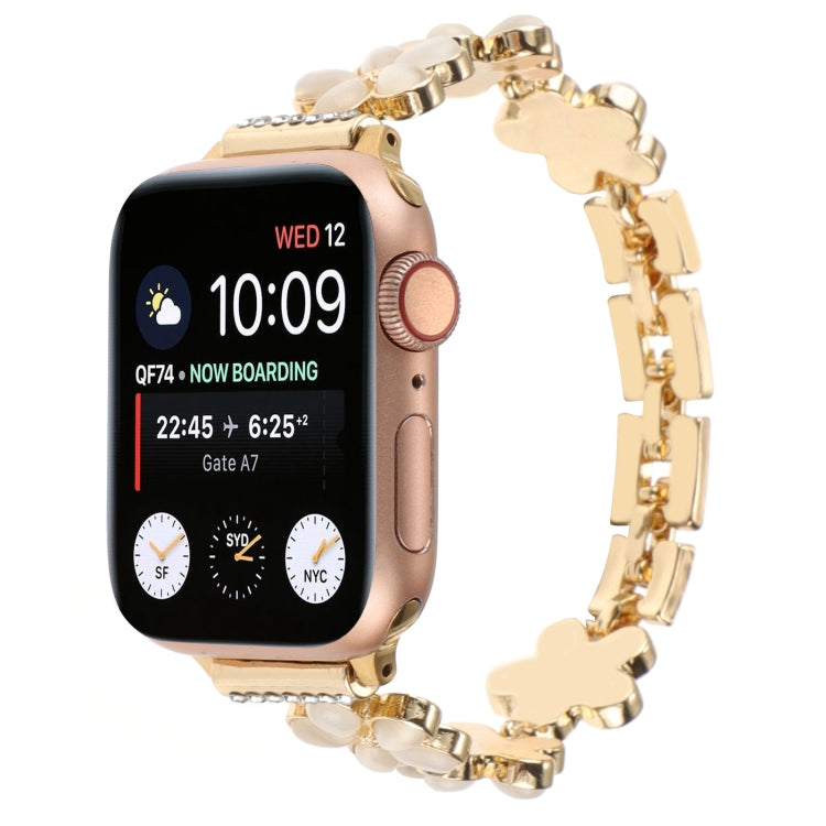 5-petaled Flower Zinc Alloy Chain Watch Band, For Apple Watch SE 2023 44mm, For Apple Watch SE 2023 40mm, For Apple Watch Ultra 2 49mm, For Apple Watch Series 9 45mm, For Apple Watch Series 9 41mm, For Apple Watch Ultra 49mm