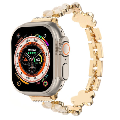 5-petaled Flower Zinc Alloy Chain Watch Band, For Apple Watch SE 2023 44mm, For Apple Watch SE 2023 40mm, For Apple Watch Ultra 2 49mm, For Apple Watch Series 9 45mm, For Apple Watch Series 9 41mm, For Apple Watch Ultra 49mm
