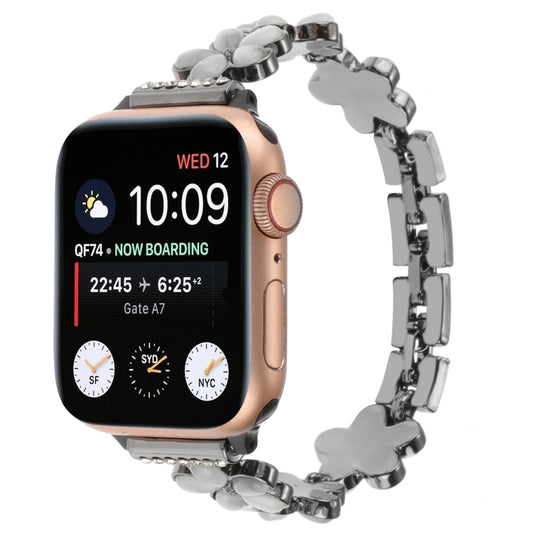 5-petaled Flower Zinc Alloy Chain Watch Band, For Apple Watch Series 8 41mm, For Apple Watch Series 8 45mm, For Apple Watch SE 2022 40mm, For Apple Watch SE 2022 44mm, For Apple Watch Series 7 41mm, For Apple Watch Series 7 45mm