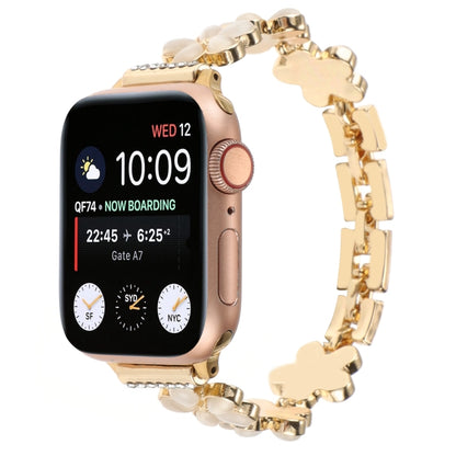 5-petaled Flower Zinc Alloy Chain Watch Band, For Apple Watch Series 8 41mm, For Apple Watch Series 8 45mm, For Apple Watch SE 2022 40mm, For Apple Watch SE 2022 44mm, For Apple Watch Series 7 41mm, For Apple Watch Series 7 45mm