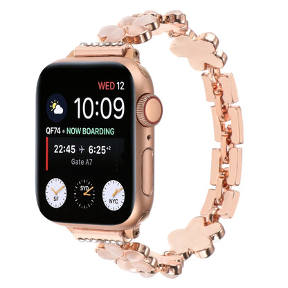 5-petaled Flower Zinc Alloy Chain Watch Band, For Apple Watch SE 40mm, For Apple Watch SE 44mm, For Apple Watch Series 6 40mm, For Apple Watch Series 6 44mm, For Apple Watch Series 5 44mm, For Apple Watch Series 5 40mm
